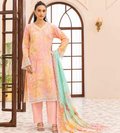 Pakistani Rang Nagar by Nur Unstitched Three Piece - Pastel Hue